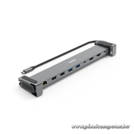   Hama USB HUB - 200145 (USB-C 9n1, 3xUSB 3.1, 2xUSB 2.0, 2xUSB-C, 1xHDMI, 1xLAN, 100W PD, szürke)
