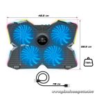 Spirit of Gamer Notebook Hűtőpad 17"-ig - AIRBLADE 500 RGB (25dB; 4x12cm, RGB, 2xUSB2.0)