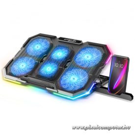   Spirit of Gamer Notebook Hűtőpad 17"-ig - AIRBLADE 700 RGB (29dB; max. 180 m3/h; 4x10cm+2x7cm, RGB LED, 2xUSB2.0)