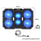 Spirit of Gamer Notebook Hűtőpad 17"-ig - AIRBLADE 700 RGB (29dB; max. 180 m3/h; 4x10cm+2x7cm, RGB LED, 2xUSB2.0)