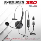 Advance Fejhallgató - SMARTPHONICS 350 (3,5mm Jack/USB, 1,5m kábel, fekete)