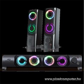   Advance Hangszóró - SOUNDPHONICS RGB 6W RMS (2.0, 3,5mm Jack, RGB, fekete)