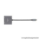 Bluestork USB Hub - HUB-DUO-HDMI (USB3.0, USB-C to 2xHDMI + USB-C, 4K@30Hz, szürke)