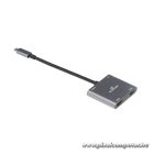 Bluestork USB Hub - HUB-DUO-HDMI (USB3.0, USB-C to 2xHDMI + USB-C, 4K@30Hz, szürke)