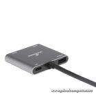 Bluestork USB Hub - HUB-DUO-HDMI (USB3.0, USB-C to 2xHDMI + USB-C, 4K@30Hz, szürke)