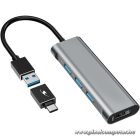 Bluestork USB Hub - HUB-MINI (USB-A to 3xUSB 2.0 port + 1x USB-C, 1xHDMI, USB3.0, szürke)