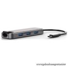 Bluestork USB Hub - HUB-OFFICE (USB-C to 3xUSB 2.0 port + 1xUSB-C + 1xHDMI + 1xRJ45, szürke)