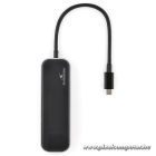 Bluestork USB Hub - HUB-OFFICE (USB-C to 3xUSB 2.0 port + 1xUSB-C + 1xHDMI + 1xRJ45, szürke)