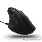Bluestork Egér - M-W-ERGO-LUMI (Ergonomic, 3600 DPI, 6 gomb, optikai, RGB, fekete)