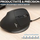 Bluestork Egér - M-W-ERGO (Ergonomic, Rechargeable, 2.4G, 7200 DPI, optikai, fekete)