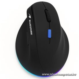   Bluestork Vezeték nélküli Egér - M-WL-ERGO-LUMI-TH (Ergonomic, Rechargeable, 2,4GHZ+Bluetooth, 4800 DPI, 6 gomb, fekete)