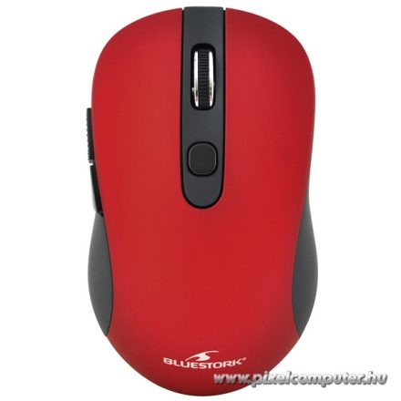 Bluestork Vezeték nélküli Egér - M-WL-OFF60-RED (1600 DPI, 6 gomb, optikai, piros)
