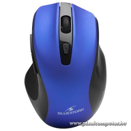 Bluestork Vezeték nélküli Egér - M-WL-OFF75-BLUE (Rechargeable, 1600 DPI, 6 gomb, optikai, kék)