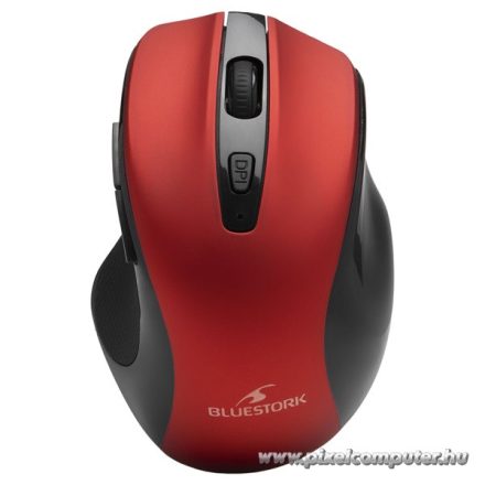 Bluestork Vezeték nélküli Egér - M-WL-OFF75-RED (Rechargeable, 1600 DPI, 6 gomb, optikai, piros)