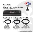Club 3D Átalakító - CAC-1007 (DisplayPort 1.4, 4K120Hz HBR3, Aktív Ismétlő, F/F, 20m)