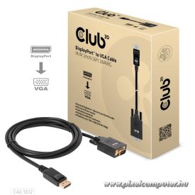   Club 3D Kábel - CAC-1012 (DisplayPort to VGA, 2m, 28AWG, Full HD 1080p, Aranyozott csatlakozók)