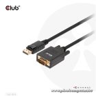 Club 3D Kábel - CAC-1012 (DisplayPort to VGA, 2m, 28AWG, Full HD 1080p, Aranyozott csatlakozók)