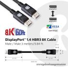 Club 3D Kábel - CAC-1060 (DisplayPort 1.4, 8K, 32.4Gbps, HBR3 8K, 28AWG, M/M, 3m)