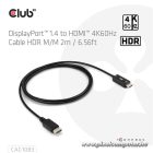 Club 3D Kábel - CAC-1083 (DisplayPort 1.4 to HDMI 2.0, aktív adapter, 4K60Hz, HDR, 2m)