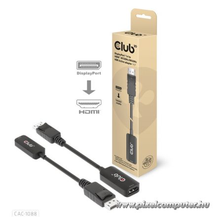 Club 3D Átalakító - CAC-1088 (DisplayPort 1.4 to HDMI 4K120Hz/8K60Hz HDR Aktív, M/F)