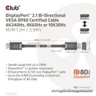 Club 3D Kábel - CAC-1091 (DisplayPort 2.1,  DP80, 4K240Hz, 1.2m, Bidirectional, M/M)