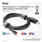 Club 3D Kábel - CAC-1115 (Mini DisplayPort to DisplayPort 1.4 HBR3, 8K60Hz/4K120Hz, 2m, kétirányú)