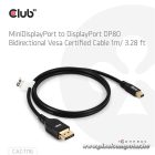 Club 3D Kábel - CAC-1116 (Mini DisplayPort to DisplayPort, DP80, Bidirektional, VESA, 4K240Hz, 8K60Hz, 10K60Hz, 1m)