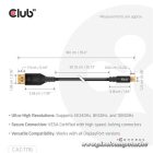 Club 3D Kábel - CAC-1116 (Mini DisplayPort to DisplayPort, DP80, Bidirektional, VESA, 4K240Hz, 8K60Hz, 10K60Hz, 1m)