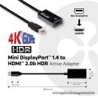 Club 3D Átalakító - CAC-1180 (Mini DisplayPort 1.4 to HDMI 2.0, 4K60Hz, HDR, 3D, 16bpc)