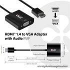 Club 3D Átalakító - CAC-1302 (HDMI 1.4 to VGA + Audio, 1080p@60Hz, Micro USB power)