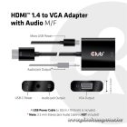 Club 3D Átalakító - CAC-1302 (HDMI 1.4 to VGA + Audio, 1080p@60Hz, Micro USB power)