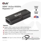 Club 3D Átalakító - CAC-1307 (HDMI aktív ismétlő 4K60Hz, Micro USB tápellátás, 18Gbps, 3D, HDR, HDCP 2.2&1.4)