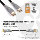 Club 3D Kábel - CAC-1310 (HDMI 2.0 Premium High Speed, 4K60Hz, 3m, UHD, ethernet, HDR, 18Gbps, Full HD 3D, M/M)