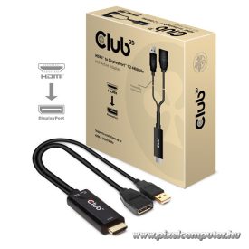   Club 3D Átalakító - CAC-1331 (HDMI 2.0 to DisplayPort 1.2 4K60Hz HDR M/F, USB-A táp, 25cm)