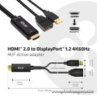 Club 3D Átalakító - CAC-1331 (HDMI 2.0 to DisplayPort 1.2 4K60Hz HDR M/F, USB-A táp, 25cm)