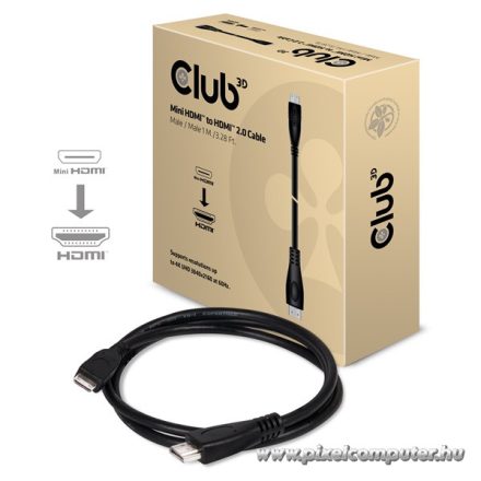 Club 3D Kábel - CAC-1350 (Mini HDMI 2.0, M/M, 4K 60Hz, HDR, 1m, Bi-Directional)