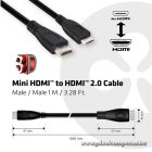 Club 3D Kábel - CAC-1350 (Mini HDMI 2.0, M/M, 4K 60Hz, HDR, 1m, Bi-Directional)