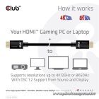 Club 3D Kábel - CAC-1370 (HDMI 2.1 Ultra High-Speed, 48Gbps, 4K120Hz, 8K60Hz, 1.5m, HDMI M/M, alacsony EMI, VRR, QMS)