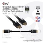 Club 3D Kábel - CAC-1371 (HDMI 2.1 Ultra High Speed, 4K120Hz, 8K60Hz, 48Gbps, M/M, 1m)