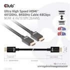 Club 3D Kábel - CAC-1374 (HDMI 2.1 Ultra High-Speed, M/M, 4K120Hz, 8K60Hz, 48Gbps, 4m, 26AWG)