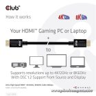 Club 3D Kábel - CAC-1374 (HDMI 2.1 Ultra High-Speed, M/M, 4K120Hz, 8K60Hz, 48Gbps, 4m, 26AWG)