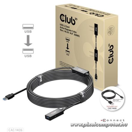 Club 3D kábel - CAC-1406 (3.2 USB-A, Active USB hosszabító kábel, 5Gbps, 15m)