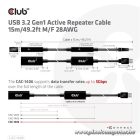 Club 3D kábel - CAC-1406 (3.2 USB-A, Active USB hosszabító kábel, 5Gbps, 15m)
