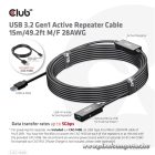 Club 3D kábel - CAC-1406 (3.2 USB-A, Active USB hosszabító kábel, 5Gbps, 15m)