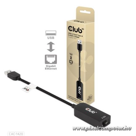 Club 3D Átalakító - CAC-1420 (3.2 USB-A to RJ45, 2.5Gb, M/F)