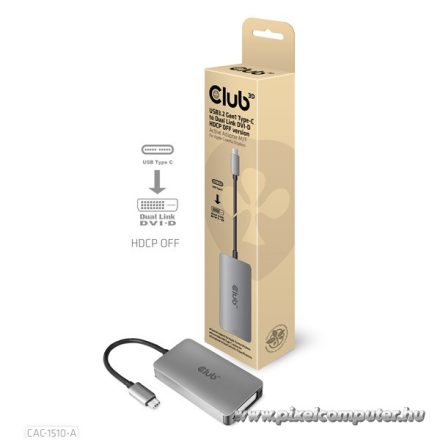 Club 3D Átalakító - CAC-1510-A (3.2 USB-C Gen 1 to DVI-D Dual Link, HDCP OFF, 4K30Hz)