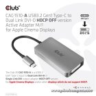 Club 3D Átalakító - CAC-1510-A (3.2 USB-C Gen 1 to DVI-D Dual Link, HDCP OFF, 4K30Hz)