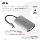 Club 3D Átalakító - CAC-1510 (3.2 USB-C Gen 1 to DVI-D Dual Link, HDCP ON, 4K30Hz)