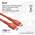 Club 3D Kábel - CAC-1511 (USB2 Type-C, 480Mb, 240W PD EPR, 1m, Bidirektional, USB-IF tanúsítvány)