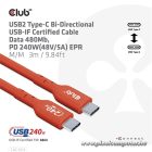 Club 3D Kábel - CAC-1513 (USB2 Type-C Bidirektional, 480Mb/s, PD 240W, USB-IF Certified, 3m)
